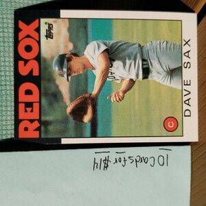 (A) 1986 Topps #307 Red Sox Dave Sax Baseball Card